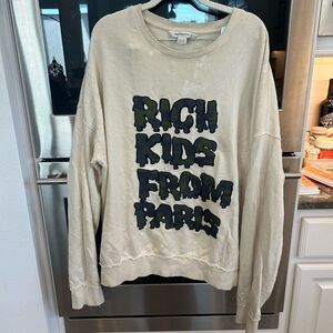 Eleven Paris Beige sweatshirt, size XL (some stains/loose thread but GUC)